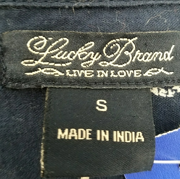 Lucky Brand Navy Shirt Size Small Horseshoe Design - Picture 5 of 6
